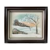 STOELLE 1986 Winter Landscape Scene Oil Painting