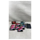 A external floppy disk reader and an assortment of