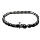black spinel Silver 925 Tennis Style Bracelet