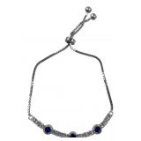 Ladies 925 Silver Adjustable Gemstone Bracelet