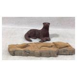 Wood Base with Seals,Wooden Carved River Otter