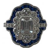 Ladies art deco style 925 Silver & CZ ring