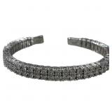 Ladies 925 Silver & CZ Flexible Double Row Cuff