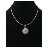 Ladies 925 Silver Ruby & CZ Necklace
