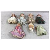 Six Small Collectible Porcelain Dolls