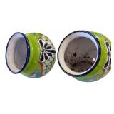 2 Talavera Mexican Pottery Ceramic Floral