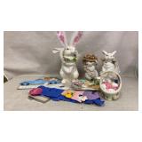 Easter bunnies ceramics, easter items, basket