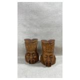 vintage Chinese hand-carved wooden busts