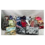collection of assorted patterned scarves