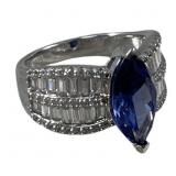 Ladies .925 Silver Blue Solitaire Gemstone Ring