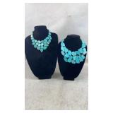 2 Vintage chunky turquoise statement necklace