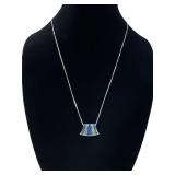 Ladies CZ & Opal 925 Silver Necklace
