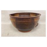 Glazed wood-fired stoneware mixing bowl, 10"