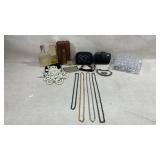 collection of accessories including a black