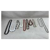 collection of vintage beaded necklaces in various