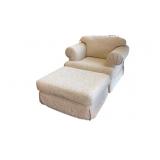 Jacquard Damask Oversized Cream Color Chair and