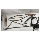 collection of antique horse harness and farming