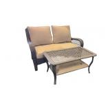All Weather Rattan Outdoor Loveseat and Table
