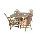 Vintage Rattan Dining Set  with Glass Top