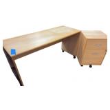 Rolling Desk with Locking Rolling File Cabinet