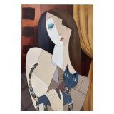 Pablo Picasso Woman & Cat Cubism Print