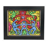 SIGNED KEITH HARING ATTRIBUTE OIL ON PAPER