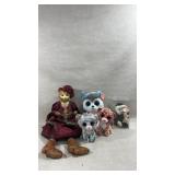vintage Victorian cat doll dressed in a maroon