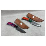 HANDMADE DAMASCUS STEEL Camping  HUNTING SKINNER