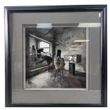 Framed Black & White Print Of Nude lady & painter