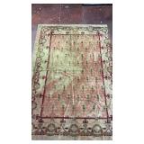 vintage Turkish Oushak rug with a red and beige