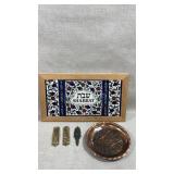 handmade Armenian ceramic Shabbat set featuring a