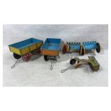 c1920s MARX Tin Litho Tractor Attachments and Road