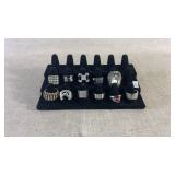 12 stainless steel rings with display