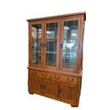 2pc Wooden Hutch Cabinet lights in top