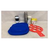 silicone mold, 3 lunch bags, Delta thermos, cups