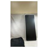 black portable folding table with a silver frame