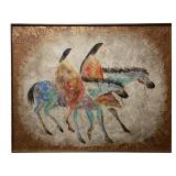 LEE REYNOLDS "Native American Horses" Mixed Media