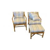 Vintage McGuire Bamboo Lounge Chairs with Ottoman