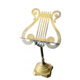 Vintage Brass Metal Lyre Harp Shaped Footed M