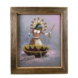 Robert Yellowhair "Zuni Kachina Doll" Oil On Panel