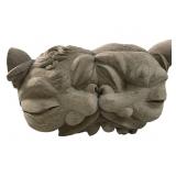 Antique double-headed wooden architectural carving