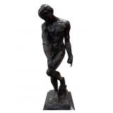 3FT AFTER AUGUSTE RODIN "ADAM" BRONZE SCULPTURE
