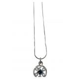 18K WHITE GOLD LADIES DIAMOND PENDANT & 14K CHAIN