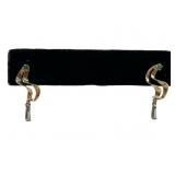 14K YELLOW GOLD DIAMOND & EMERALD DROP EARRINGS