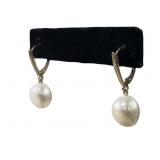 14K YELLOW GOLD LEAVER BACK PERAL EARRINGS