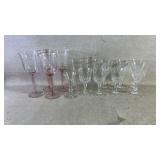 Elegant Clear and Pink Stemmed Glasses