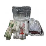 Assorted variety of disposable catering supplies