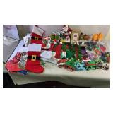 Holiday Decor Lot with Santa, Stockings, and Mugs