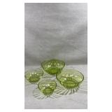 vintage green ribbed glass nesting bowls