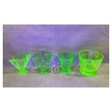 vintage uranium (or vaseline) glass creamers and